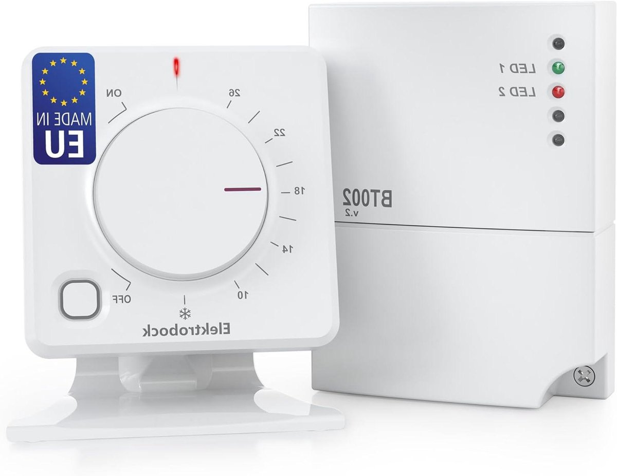 Draadloze Kamerthermostaat - Slimme Thermostaat - Energie Besparen - Zelflerend Systeem - 81x81x35mm - Wit
