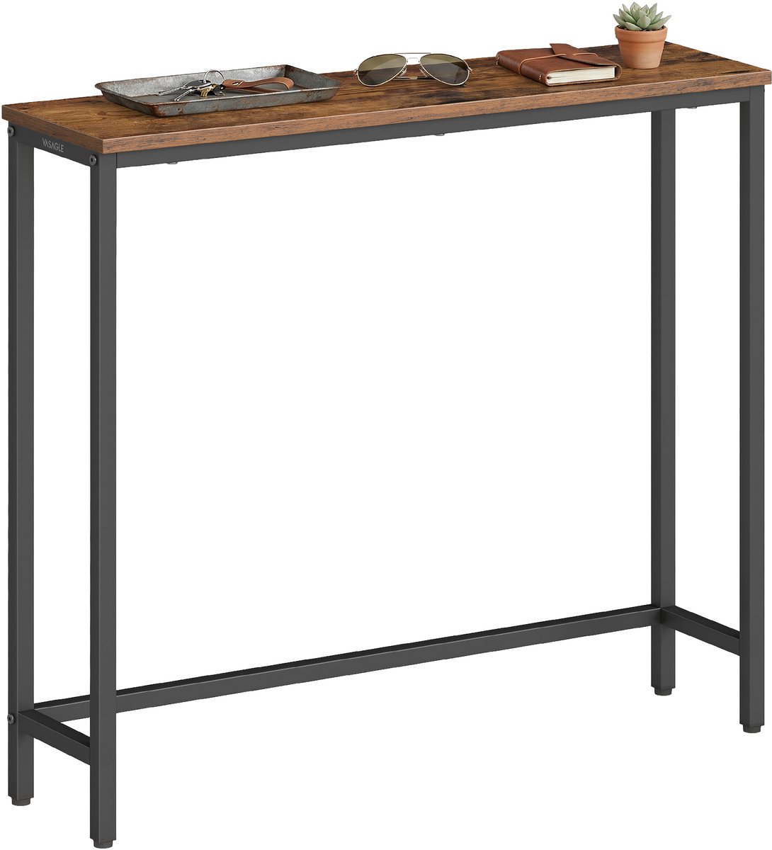 Consoletafel met blad uit één stuk - 20 x 80 x 81 - Vintage bruin - 20 x 80 x 81,2 cm - Vintage bruin/inktzwart