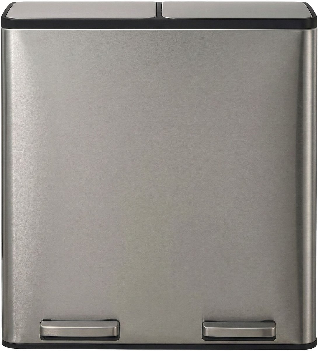 Afvalbak met 2 compartimenten - 2 x 30 liter afvalbakken - Pedaalemmer met soft-close deksel - 59,1 x 36,5 x 62,7 cm - Zilver