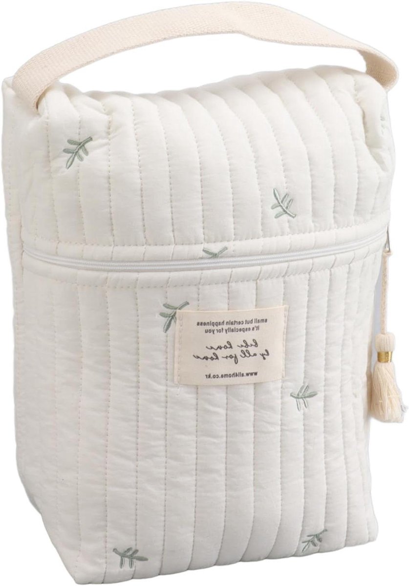Geborduurde Luiertas - Kinderwagentas Baby Tas - Baby Verzorging Onderweg - Katoen Gewatteerd Ontwerp