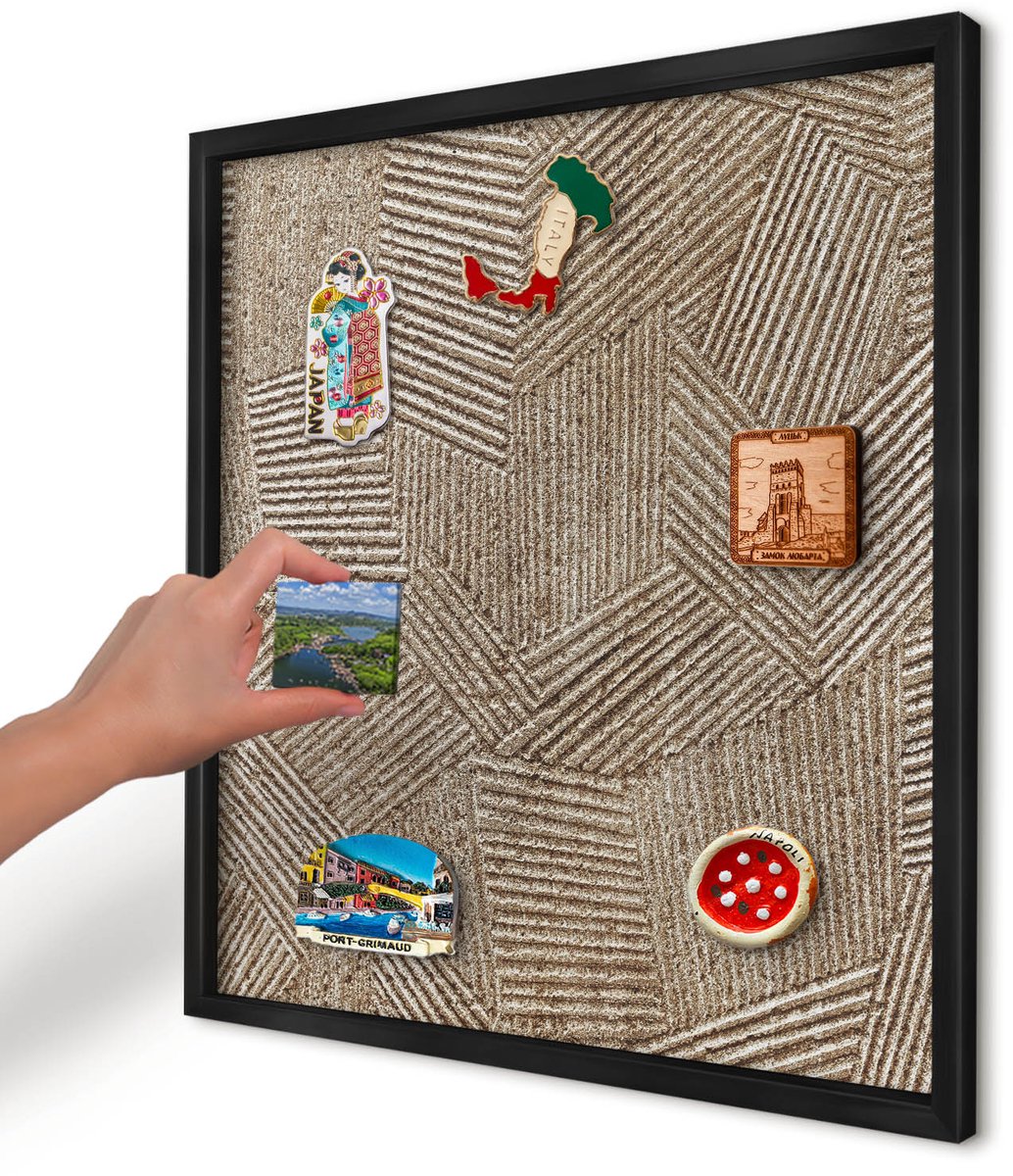 Artprintcave Beige Magneetbord mit Zwart Frame - 50x50 cm - Geometrisch Patroon Wandbord Magnetisch - Geometrische Magnetisch Bord - Achtergronden En Patronen