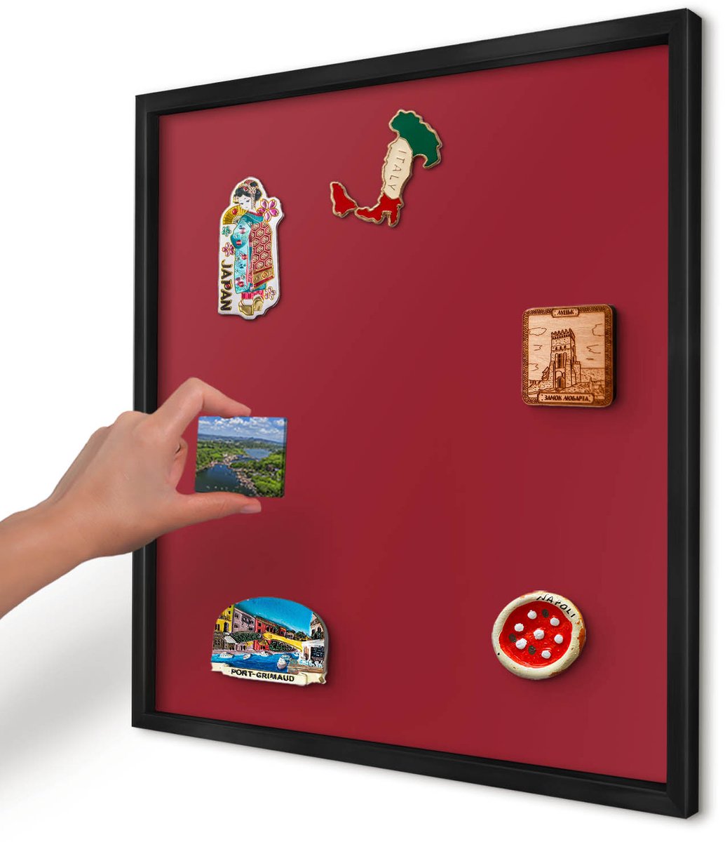 Artprintcave Bordeaux Magneetbord mit Zwart Frame - 50x50 cm - Licht Bordeauxrood Magnetisch Bord - Minimalist Magneetbord Voor Keuken - Achtergronden En Patronen