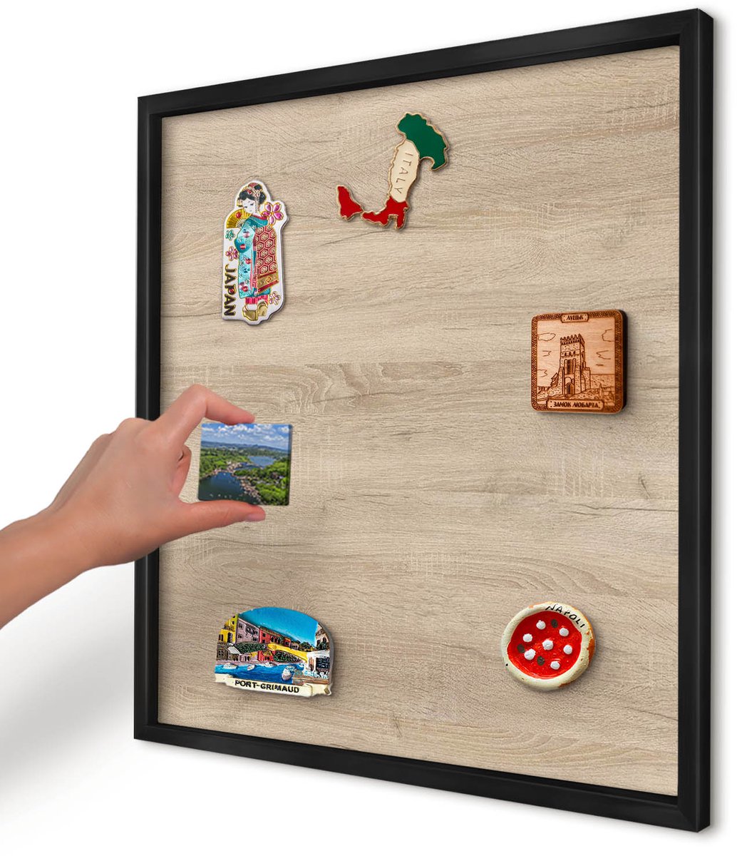 Artprintcave Beige Magneetbord mit Zwart Frame - 50x50 cm - Houten Achtergrond Magnetisch Bord - Minimalist Memobord Keuken - Achtergronden En Patronen
