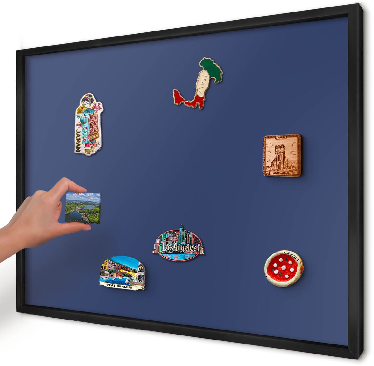 Artprintcave Marine Magneetbord mit Zwart Frame - 70x50 cm - Levendig Marineblauw Wandbord Magnetisch - Minimalist Magneet Bord mit Frame - Achtergronden En Patronen
