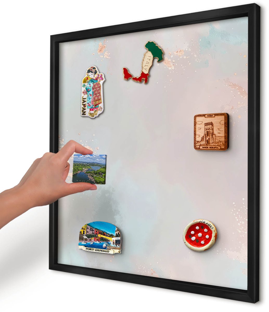 Artprintcave Beige Magneetbord mit Zwart Frame - 50x50 cm - Pastel Harmonie Memobord Keuken - Abstract Wandbord Magnetisch - Abstractie