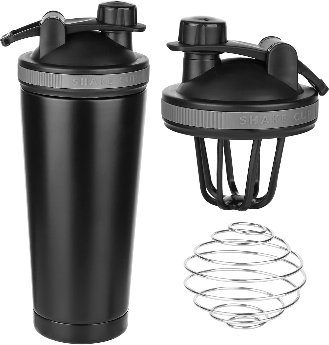 SnelShoppen - Protein Shaker Fles 750 ml RVS Met Shakebal Dubbele Wand Thermosfles BPA-vrij Lekvrij Perfect Voor Sport, Fitness, En Gezonde Dranken
