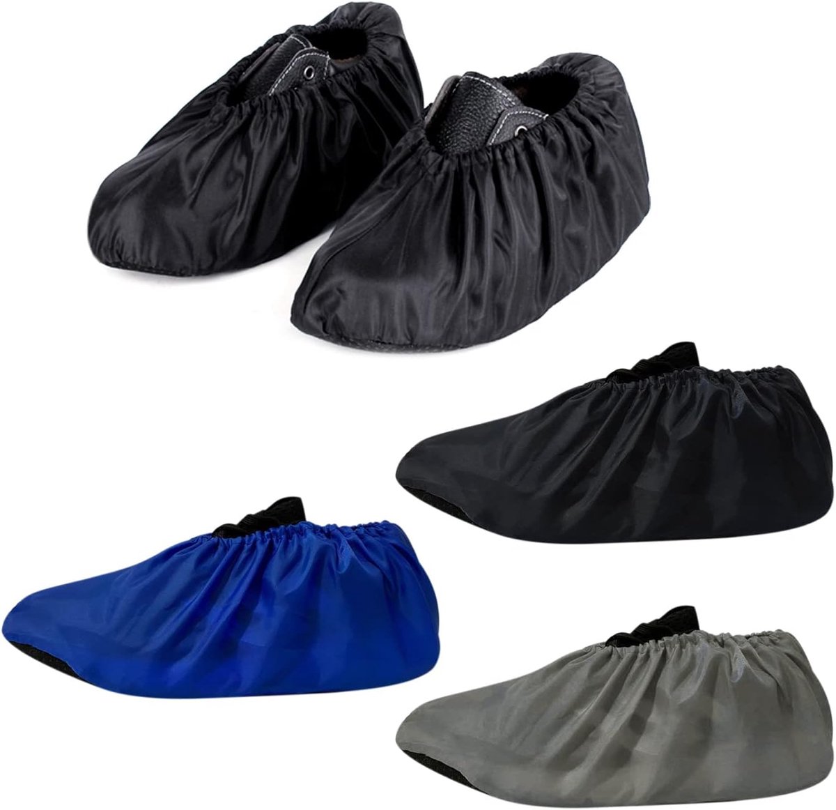 SnelShoppen - 3 Paar Herbruikbare Overschoenen, Dikke Waterdichte en Antislip Schoenbeschermers, Geschikt voor Mannen en Vrouwen (Zwart/Blauw/Grijs)