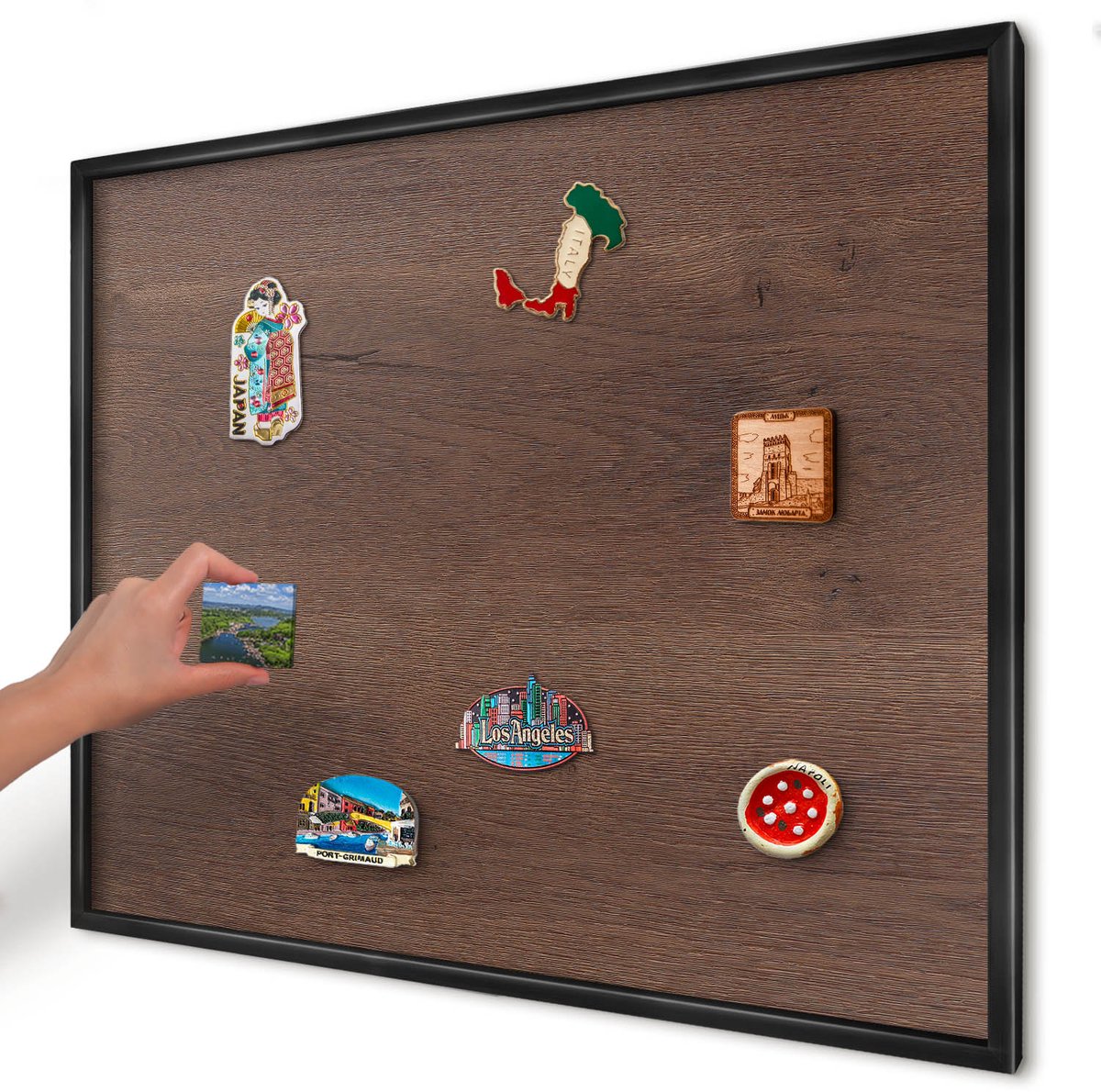 Artprintcave Bruin Magneetbord mit Zwart Frame - 80x60 cm - Bruin Hout Magneetbord Voor Keuken - Rustiek Magnetisch Bord Voor Magneten - Texturen