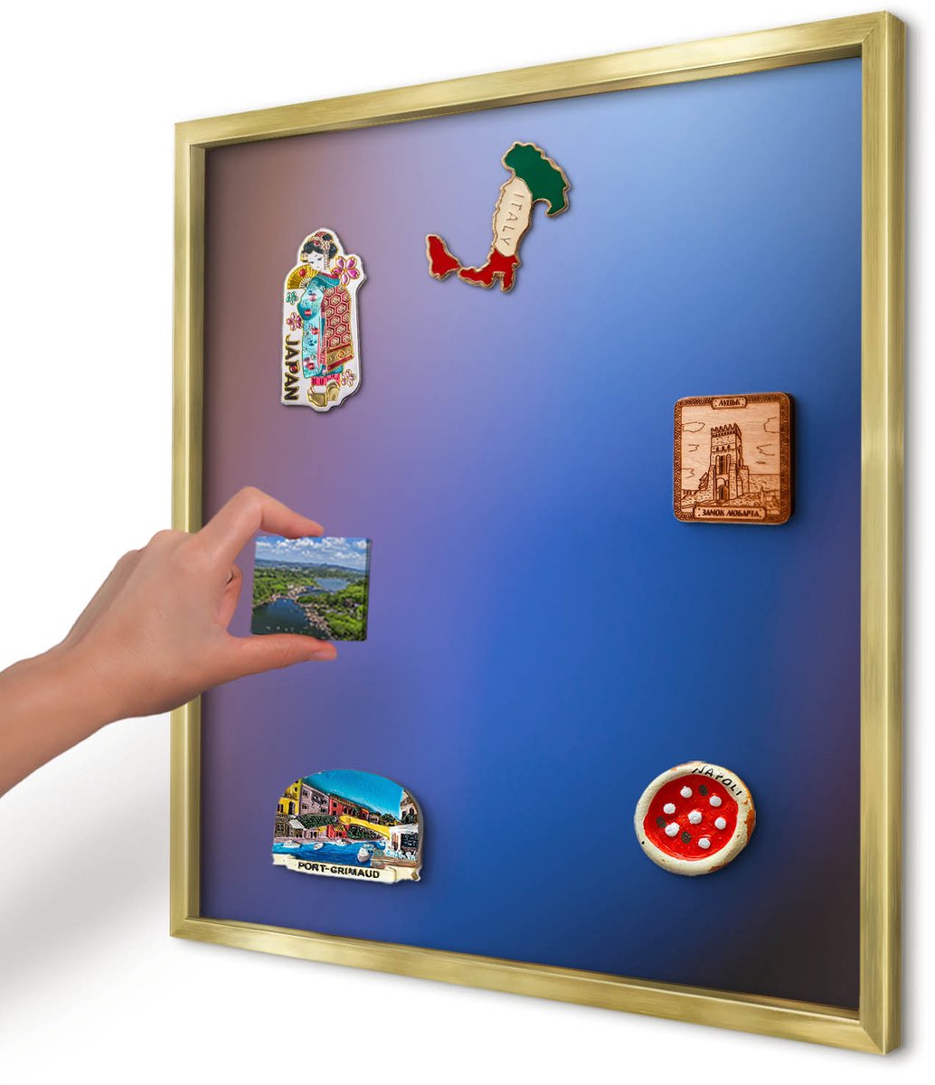 Artprintcave Blauw Magneetbord mit Gouden Frame - 50x50 cm - Kleuren Van Balans Notitiebord - Abstract Memobord Keuken - Abstractie