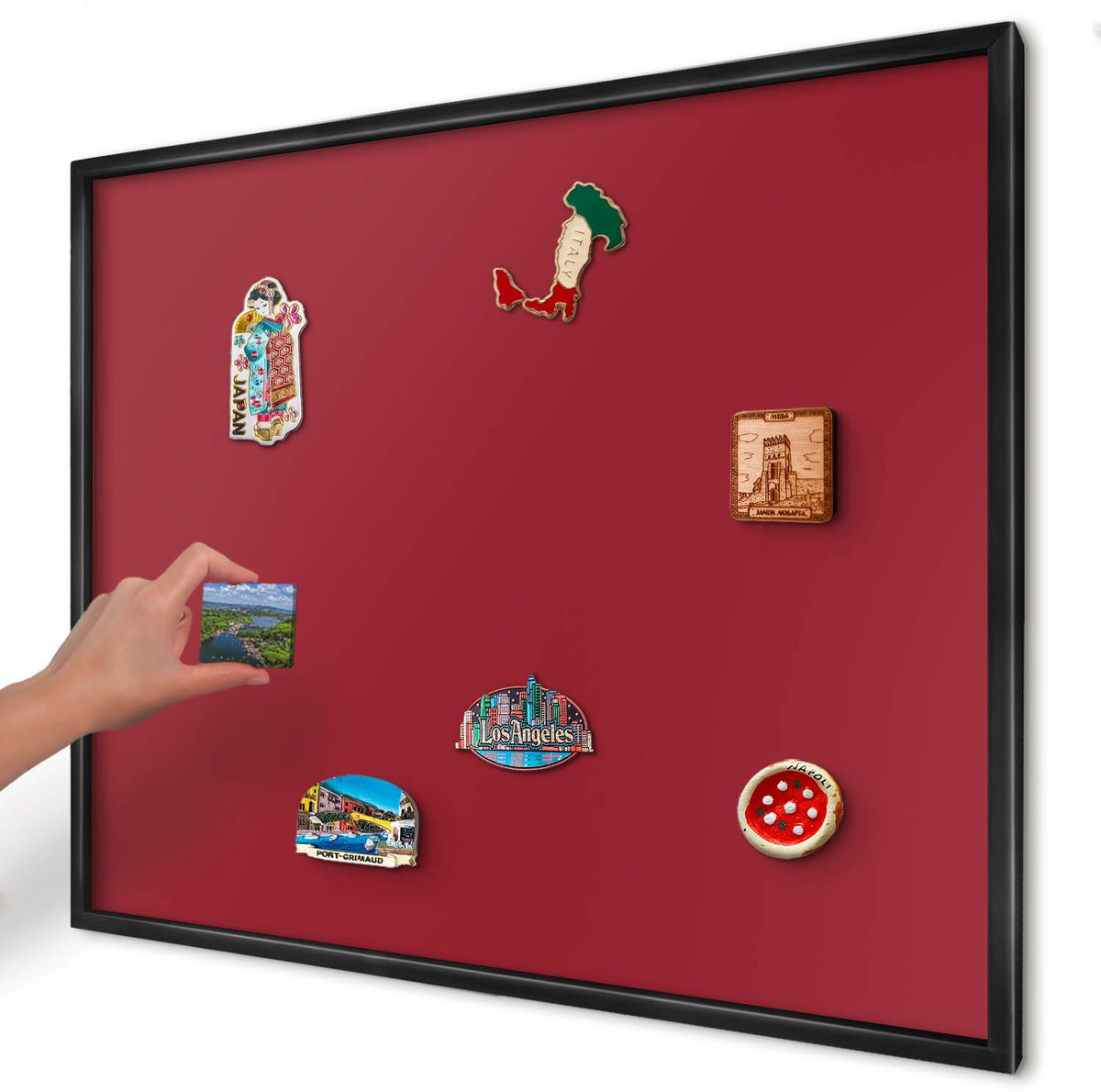 Artprintcave Bordeaux Magneetbord mit Zwart Frame - 80x60 cm - Licht Bordeauxrood Magneetbord Voor Foto's - Minimalist Magnetisch Bord Voor Magneten - Achtergronden En Patronen