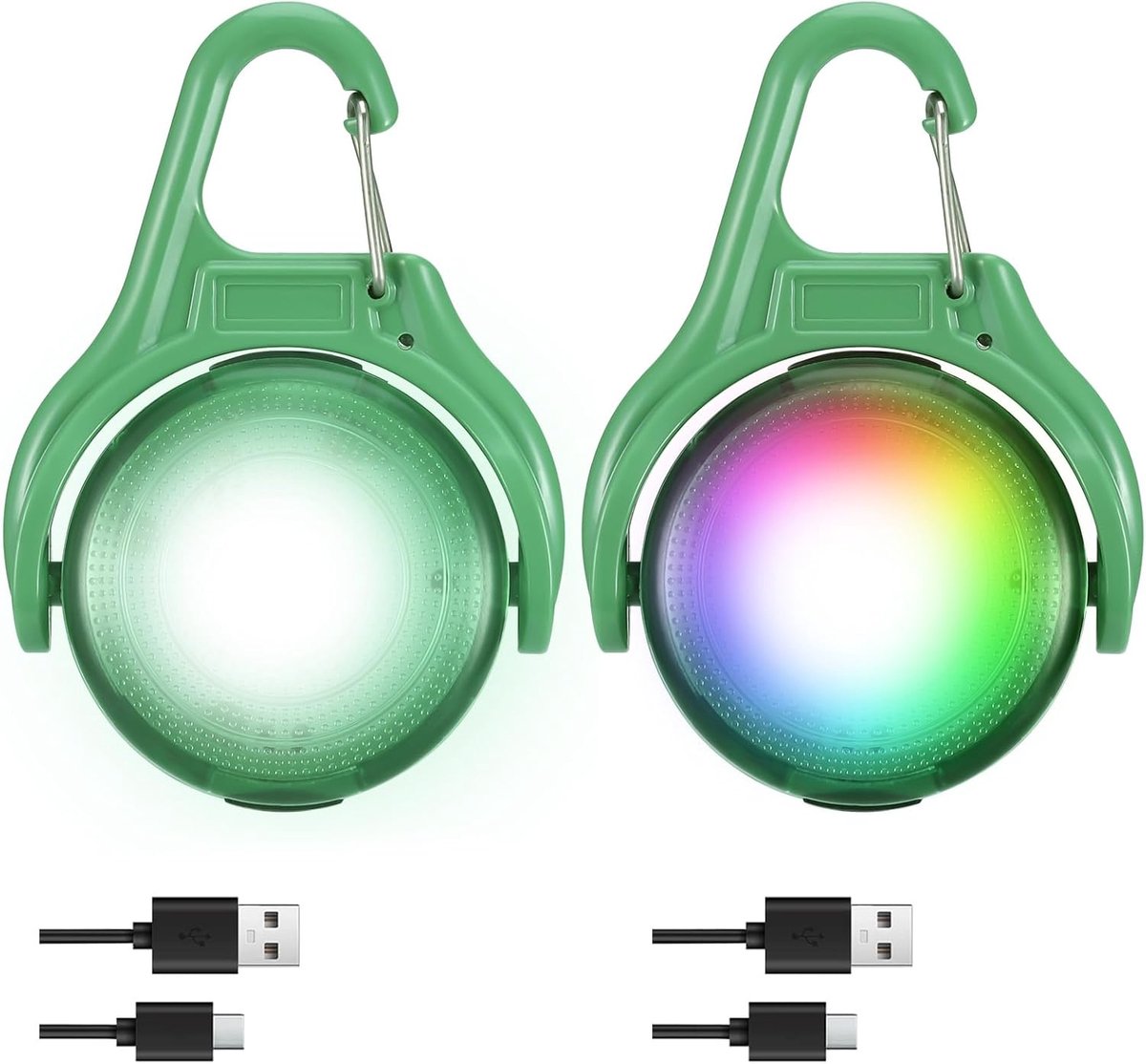 2 stuks lichtgevende halsband voor honden, oplaadbaar, 3 knippermodi, veiligheidslichten IPX8, waterdicht, voor honden om 's nachts te lopen en te wandelen