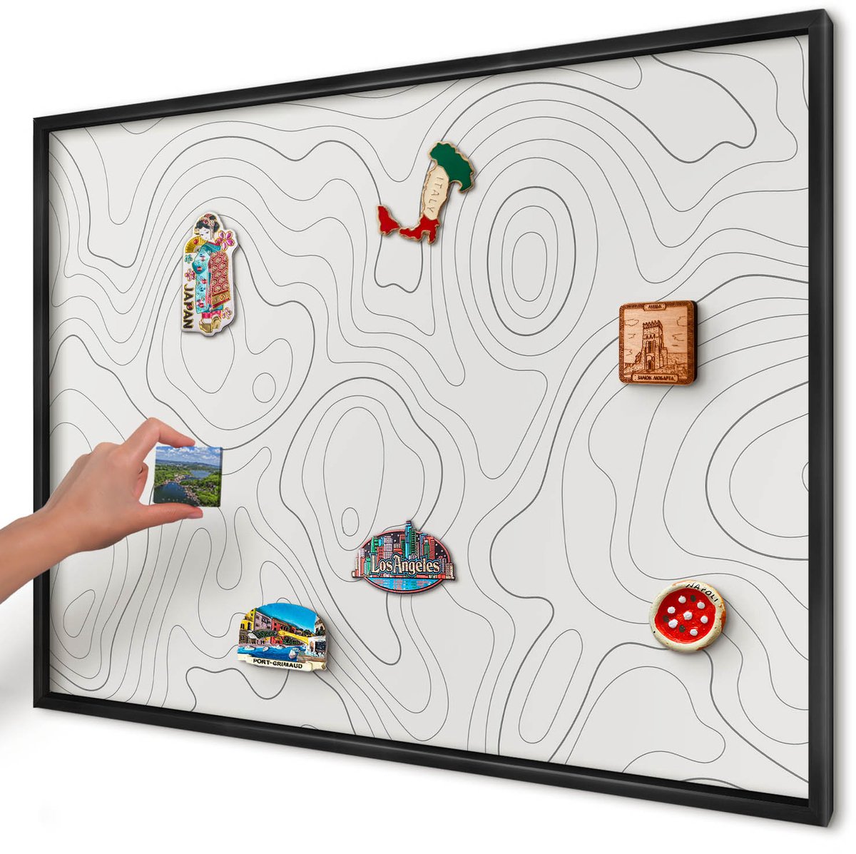 Artprintcave Wit Magneetbord mit Zwart Frame - 100x70 cm - Geometrische Elegantie Magneetbord Voor Foto's - Geometrische Magnetisch Bord Voor Magneten - Geometrische
