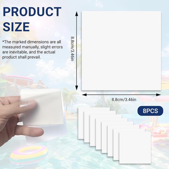 8 Stuks Waterdichte Transparante TPU Reparatie Patches 9x9cm Zelfklevend voor Opblaasbare Producten, Zwembaden en Bouncers — afbeelding 5