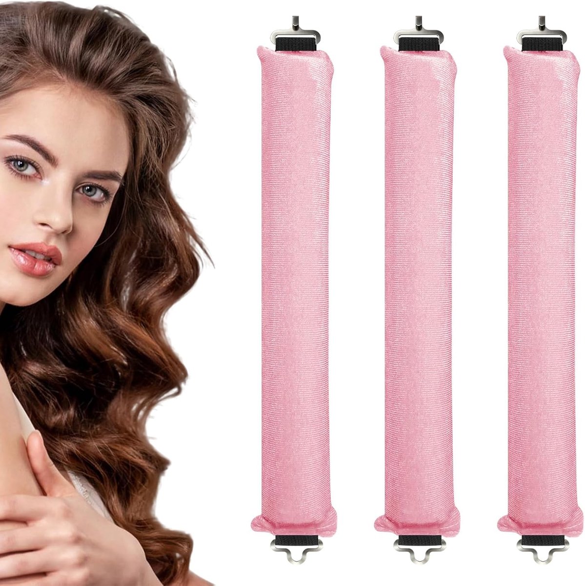 Krulspelden voor overnachting, nachtkrullen met haken, krulspelden voor verschillende haartypes (roze)