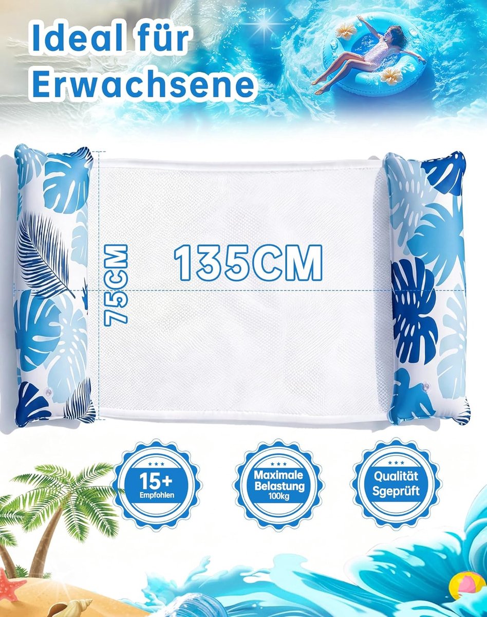 Thijox - 2 stuks luchtmatras Pool 2 - Opblaasbare zwembadspeelgoed, ideaal voor kinderen en volwassenen, kleurrijk en comfortabel, perfect voor zomerf