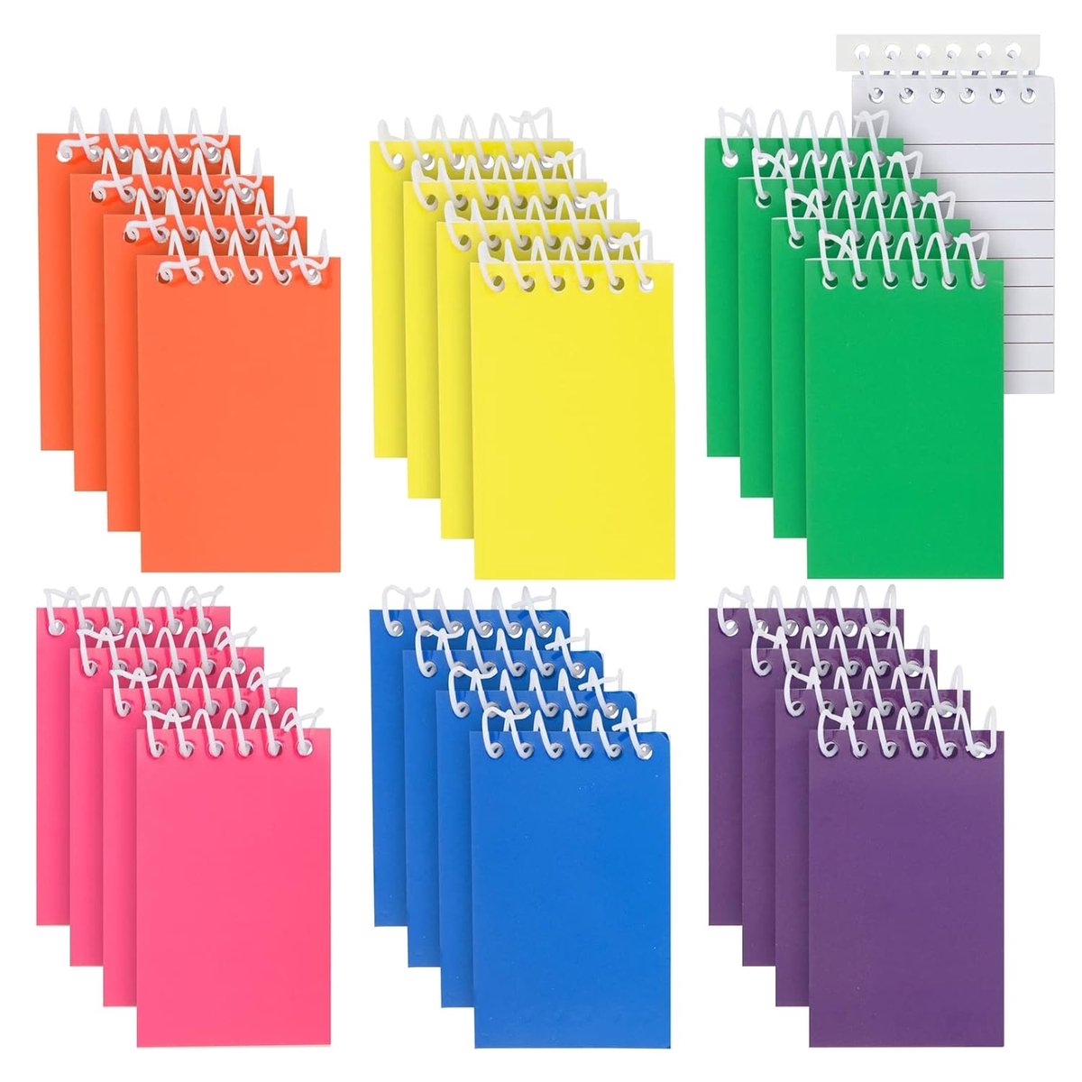 Mini notepads 24-pack - 6 kleuren - 6 x 9 cm - ideaal voor notities en to-do-lijsten - perfect als party favor - ShopVlot
