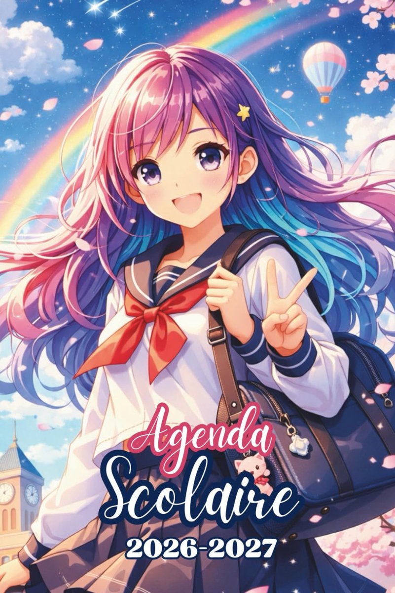 Agenda scolaire 2026/2027 - couverture Manga/Animé - voor meisjes en jongens - georganiseerd schooljaar - ShopVlot