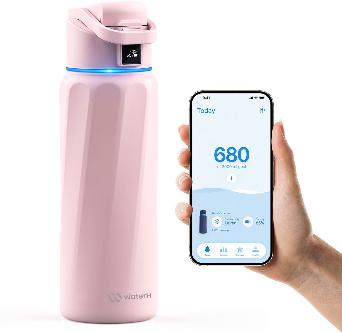 WaterH BOOST Smart Water Bottle 946ml Pink