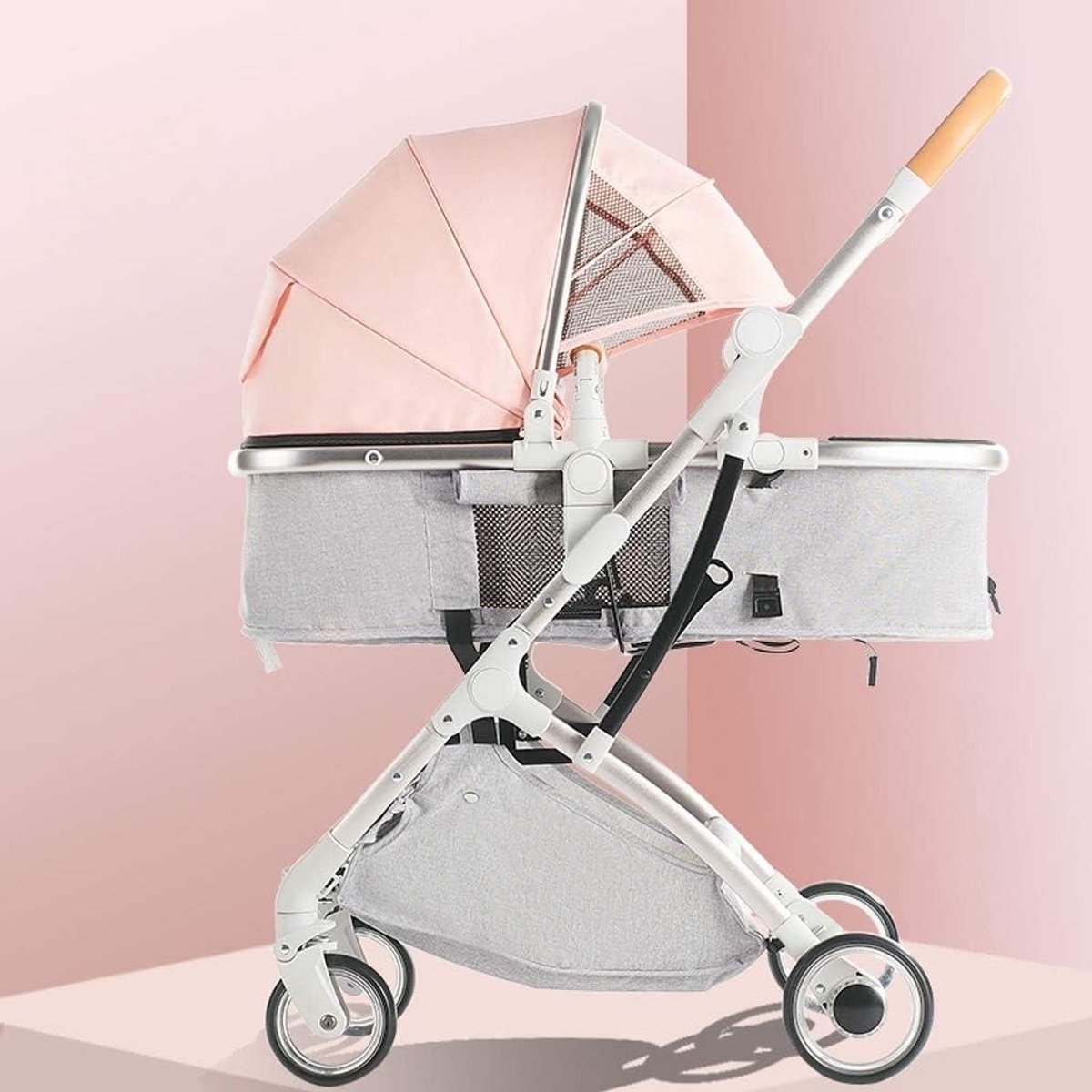Babybuggy Aluminium - Kinderwagen Compact - Reizen met Baby - Lichtgewicht Opvouwbaar - 33 x 53 x 101 cm - Roze