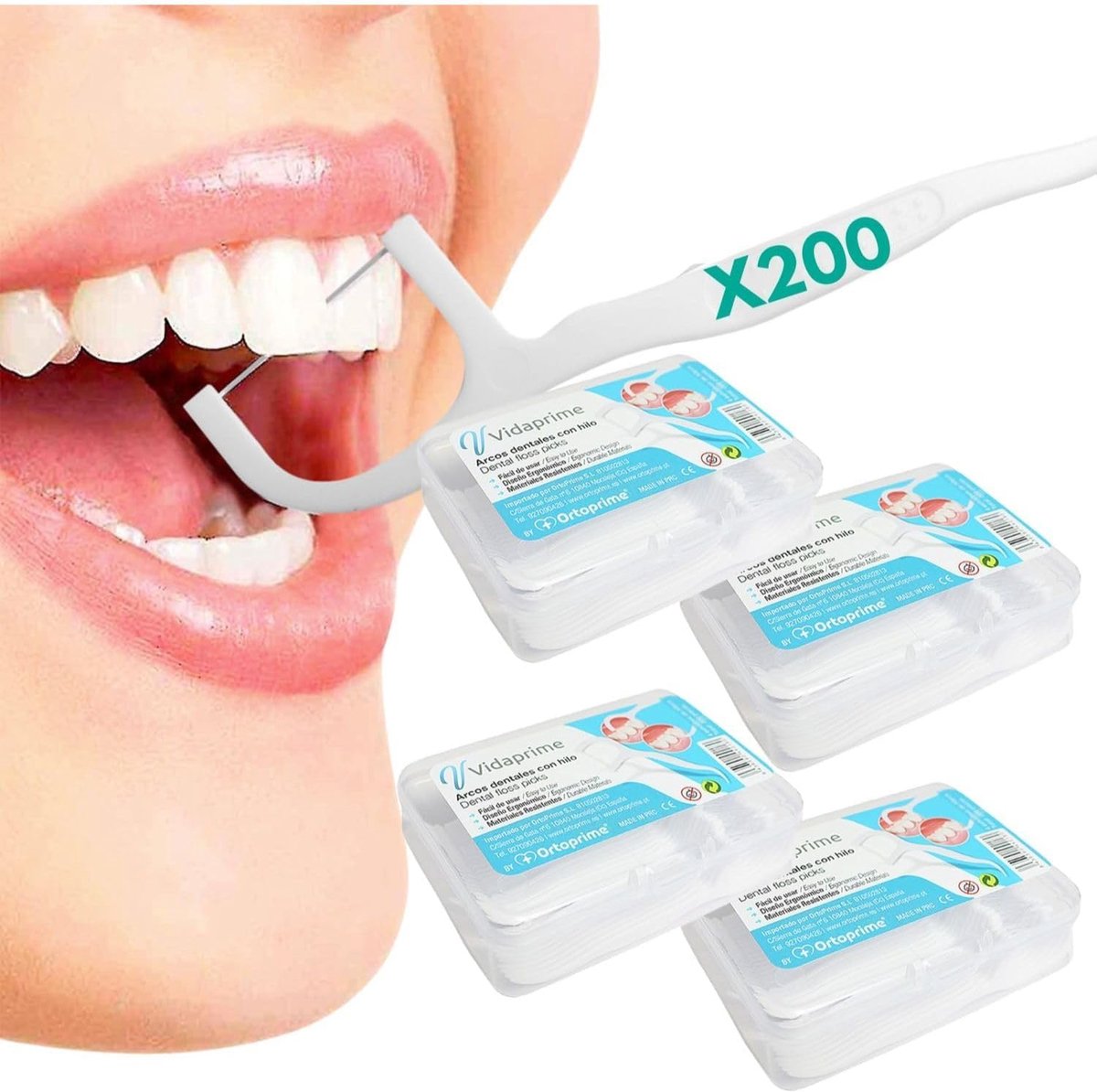 Tandenflos met Comfortabele Handgreep - Herbruikbare Flosser - 200 Stuks - ShopVlot