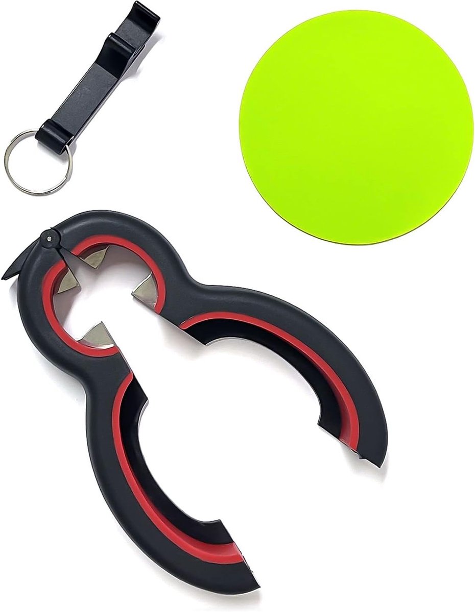 6-in-1 Multi Opener - 8 Inch All-in-One - Groen Rubber Gripper - Eenvoudig openen van potten en flessen - ShopVlot