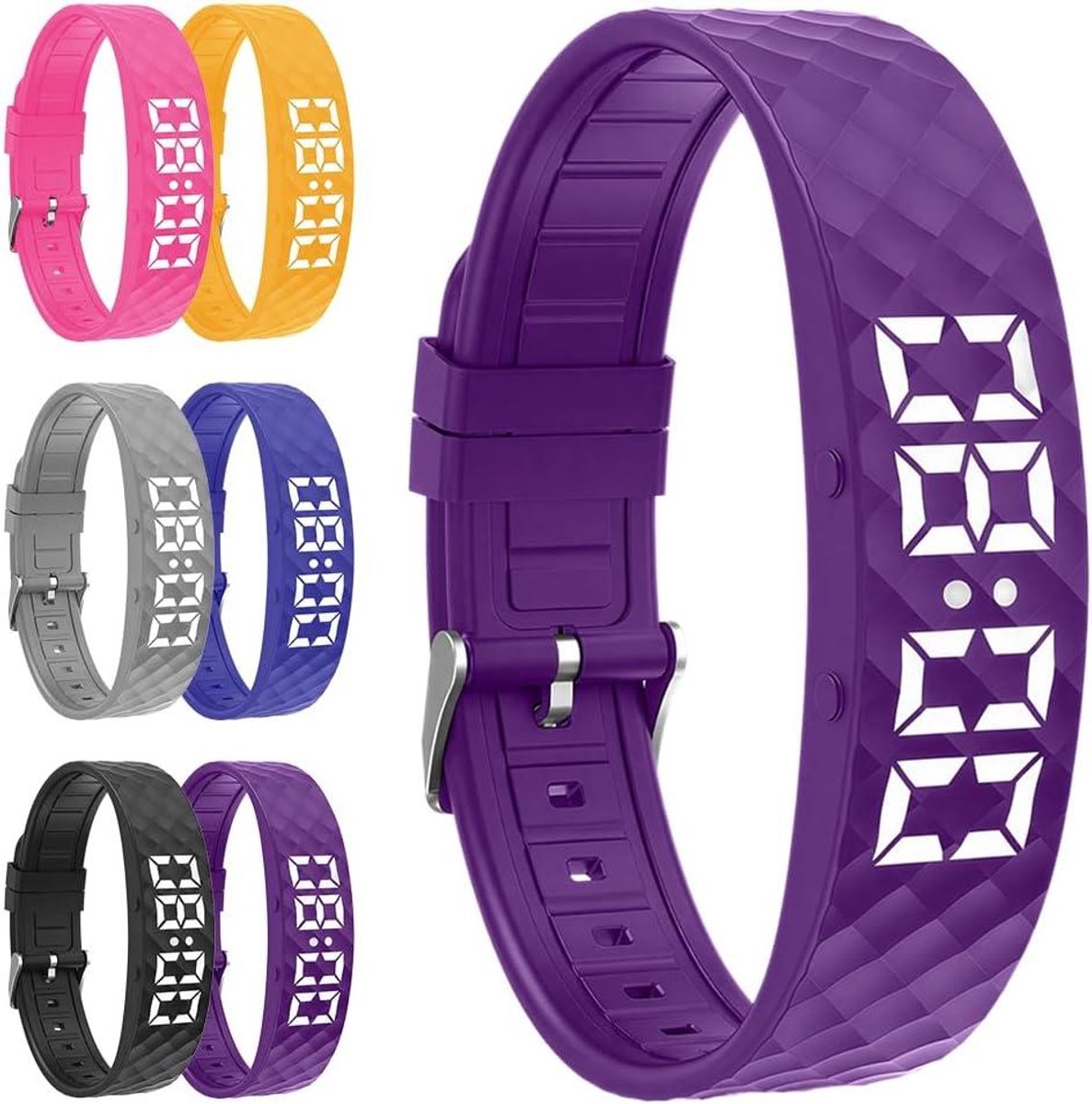 Trilwekker Armband - Herinnering Horloge - Stille Herinneringen - Geen App Nodig - 24.4 cm - Paars