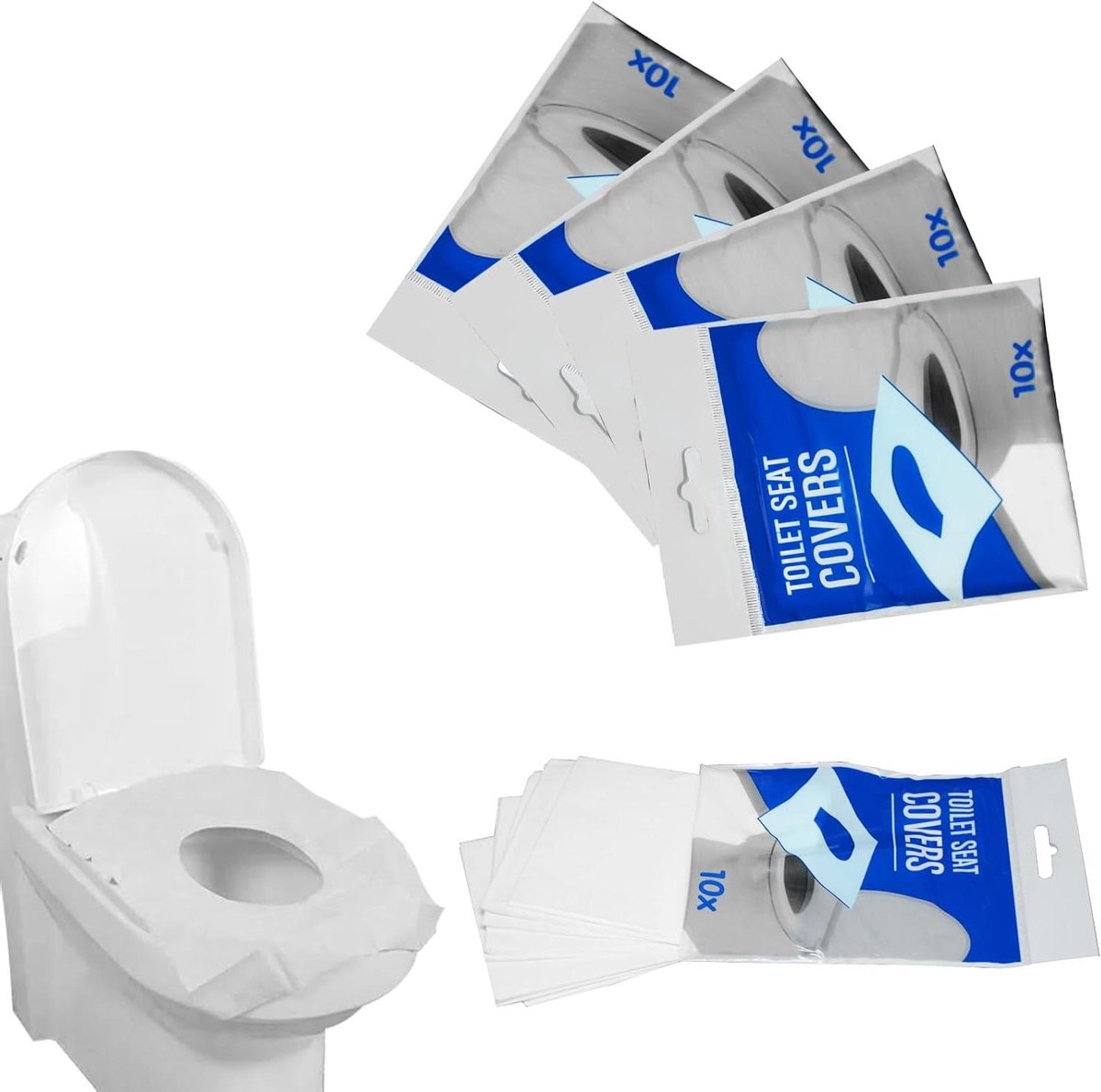Wegwerp Toilet Protector - Toiletmatten Toiletpapier - Reizen en Openbaar Gebruik - Milieuvriendelijk en Biologisch Afbreekbaar - 36x42cm - Wit
