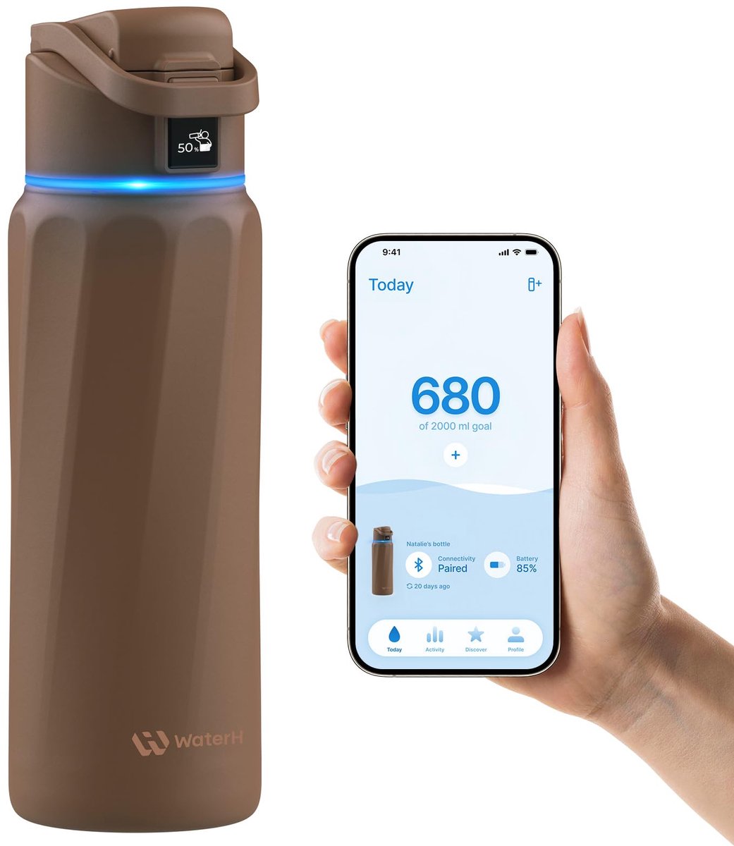 WaterH BOOST Smart Water Bottle 946ml Chocolate Mousse