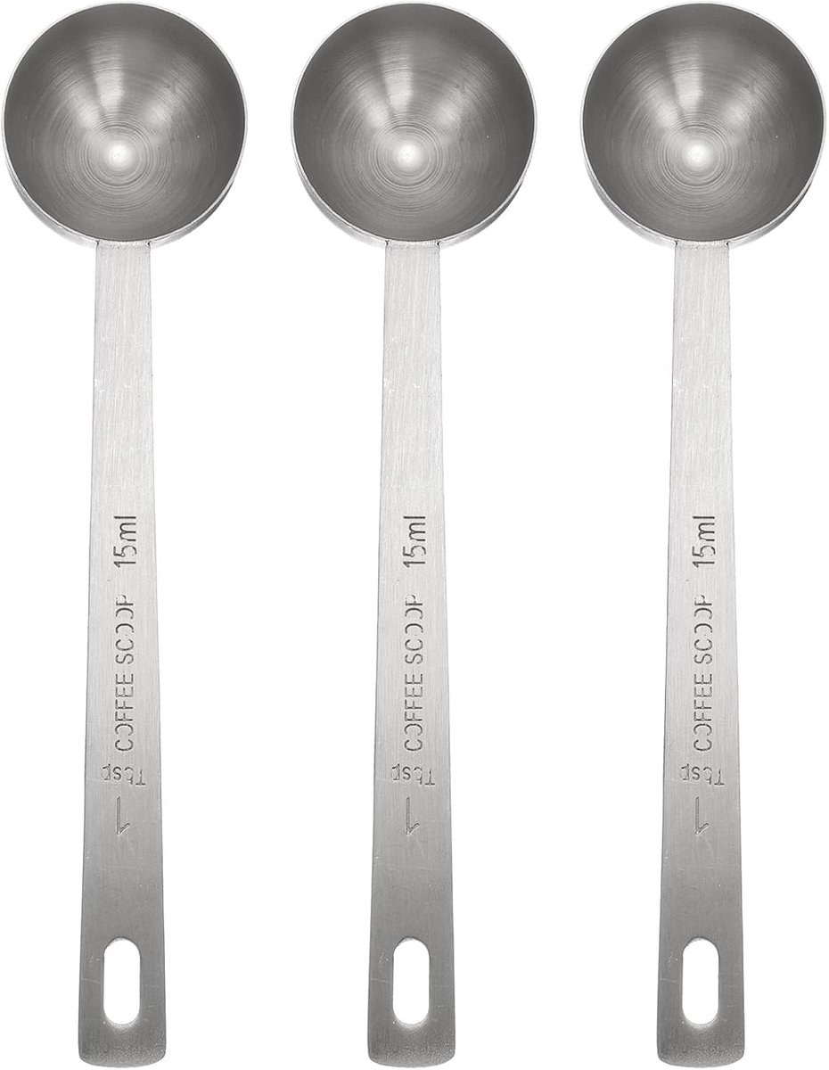 SnelShoppen - 3 Stuks Roestvrijstalen Maatlepels 15 ml - Lange Handvat Theelepels voor Keuken en Koken - Zilver en Precisie Gegraveerd