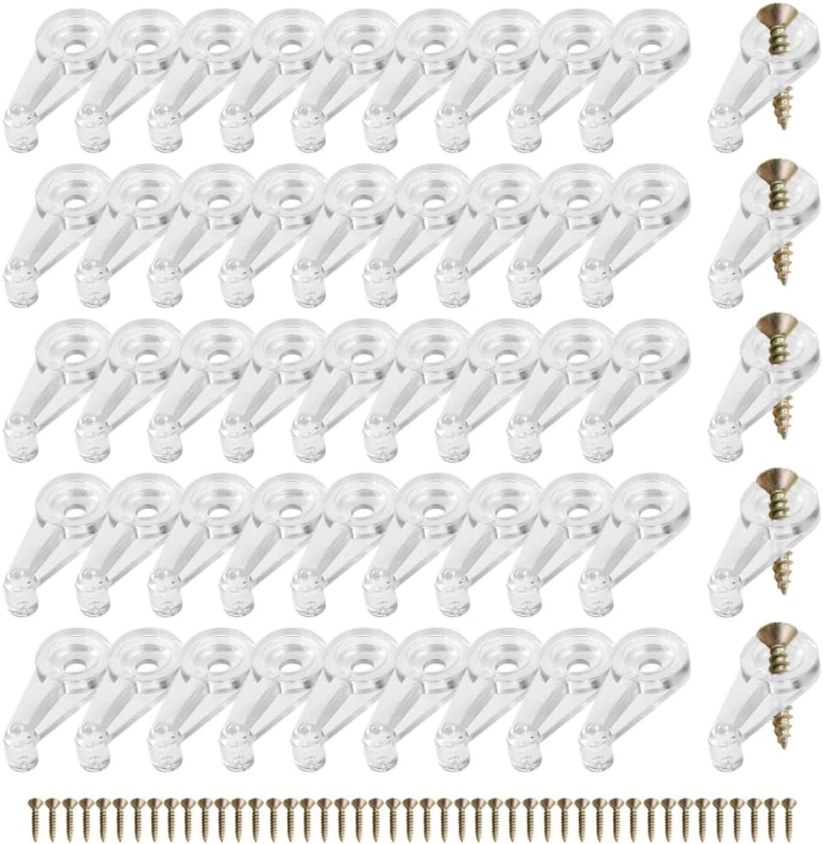50 STKS Glazen Retainer Clips Kit, Transparante Glazen Deur Retainer Clips met Schroeven voor Bevestiging Kast Screen Frame Glazen Deuren