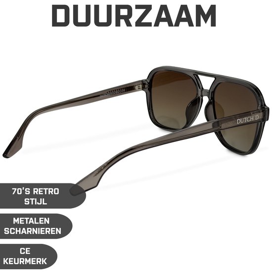 DUTCH'D® - Zonnebril - Heren & Dames - Polarized - Grijs Transparant - Sterk Montuur - Met Case - Gepolariseerd - Auto bril - UV 3 Bescherming van DUTCH'D® — afbeelding 4