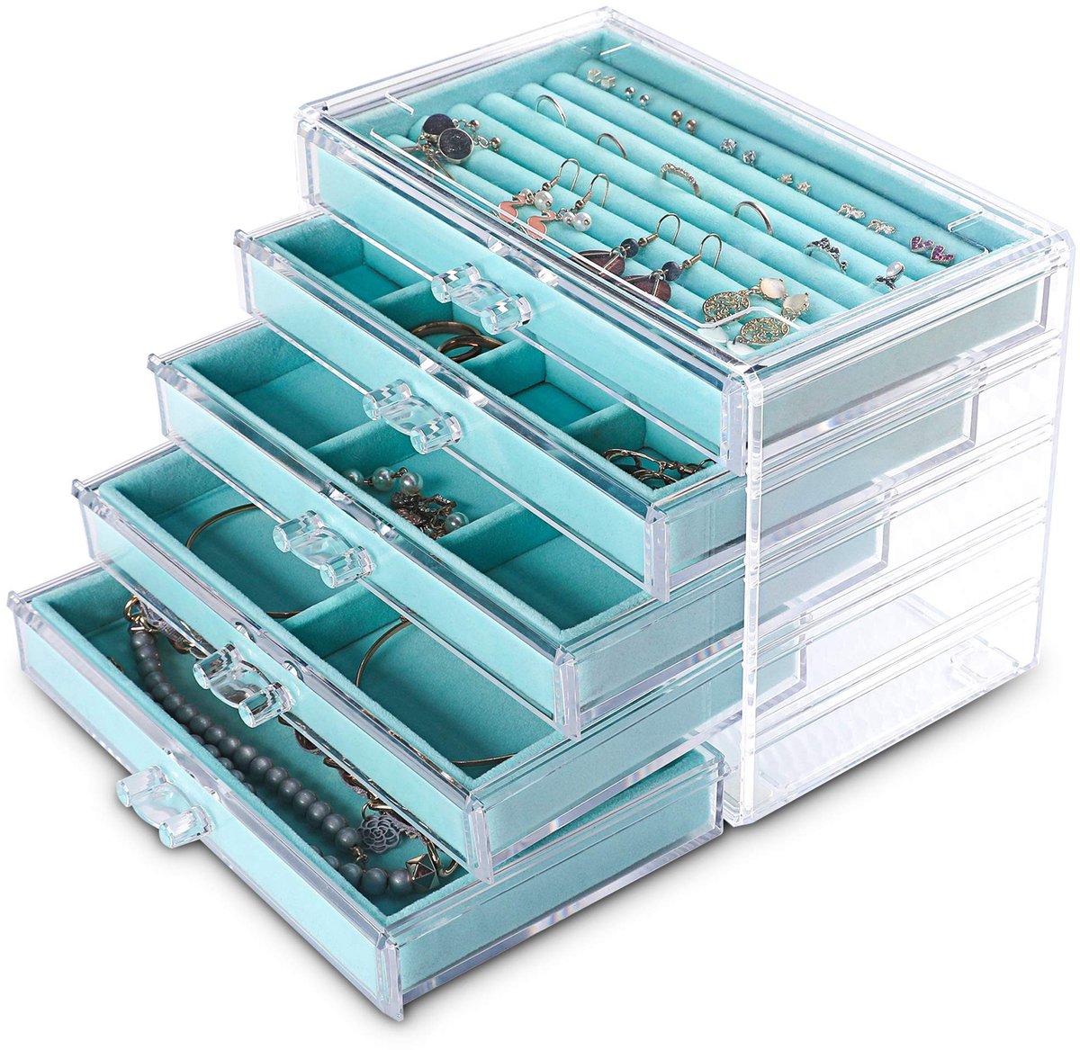 Omgoods - Extra Grote Acryl Sieraden Box - 5 Laags Transparante Organizer voor Dames