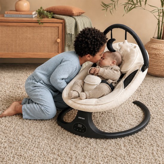 Deryan Teddy Elektrische Wipstoel - Baby Schommelstoel - Wit van Deryan — afbeelding 4