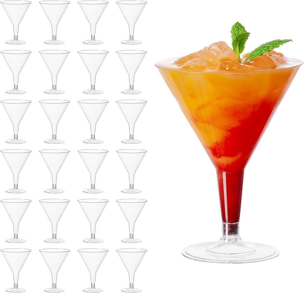 Omgoods - Set van 48 Elegante Plastic Martini Glazen 210ml voor Feesten en Cocktails