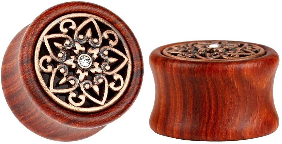 Omgoods- Oordoppen 8 Stuks - Organisch Hout - Zadel/Oordop - Stretching/Piercings - Maten 8-25 mm - Individuele Geschenkdoos