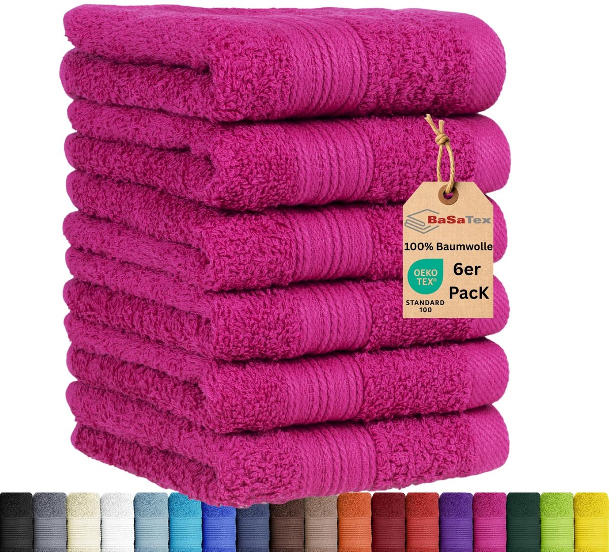 Omgoods - Set van 6 Gastendoeken - 100% Katoen, 30x50 cm, Roze