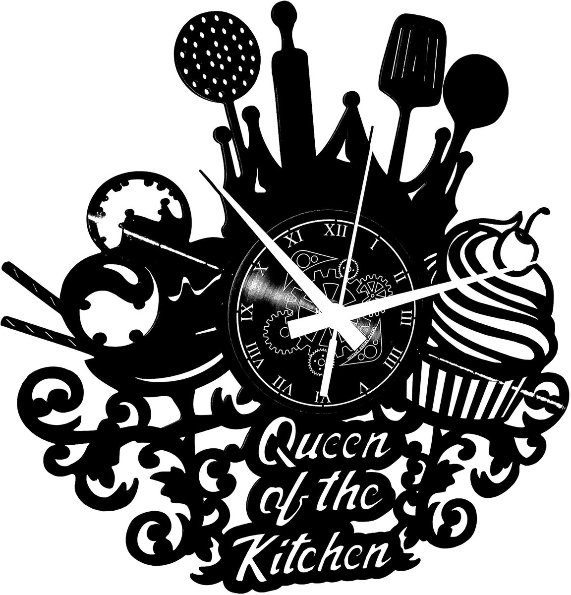 Omgoods - Vinyl Wandklok voor Wandplaten LP 33 Giri Vintage Handgemaakt Keuken Chef