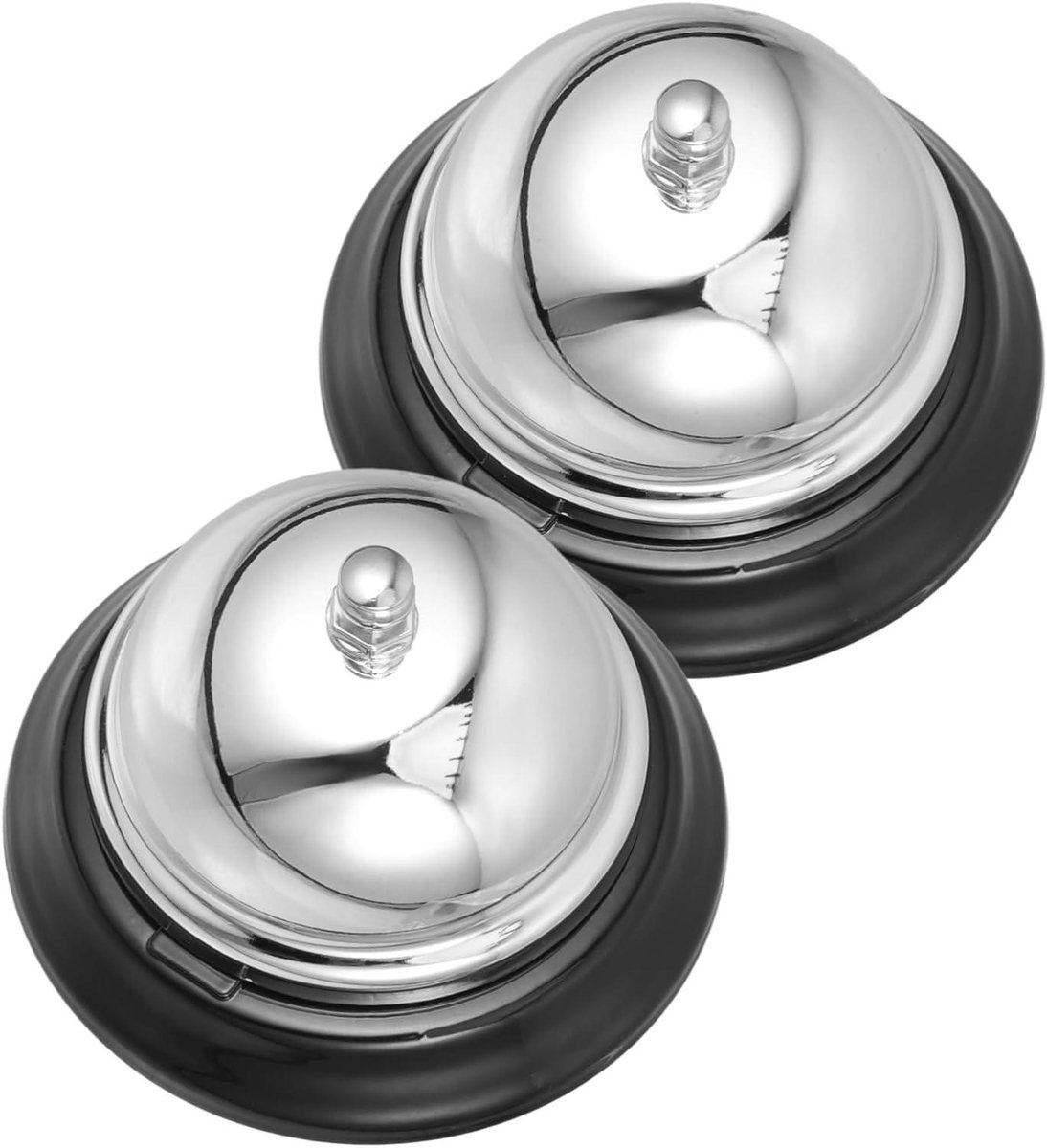 Servicebel Metaal - Tafelbel Baliebel - Klantenservice Oproepen - Luide Aangename Klank - 8.5 x 8.5 x 6 cm - Zilver
