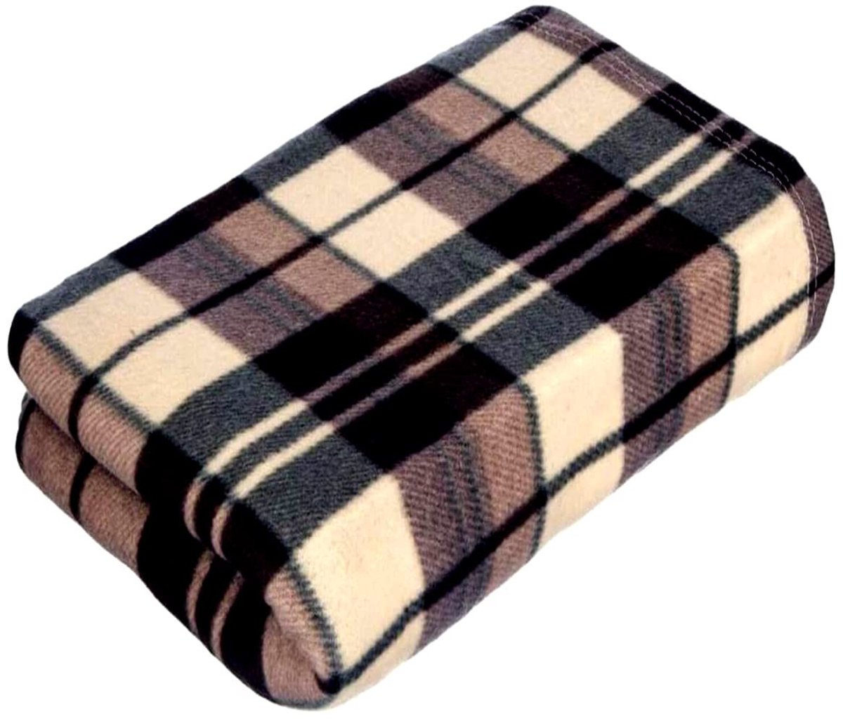 Omgoods - Zachte Fleece Deken - Extra Warme Tartan Check Throw 150 x 200 cm (Koffie)