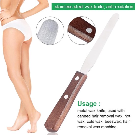 Herbruikbare Metalen Wax Mengmes Ontharing Waxing Applicator Houten — afbeelding 2