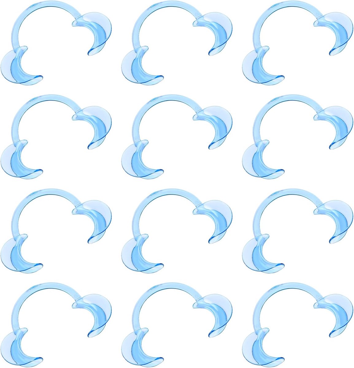 Mondspreider, 12 stuks, blauw en transparant, wegwerp-tandspreiders