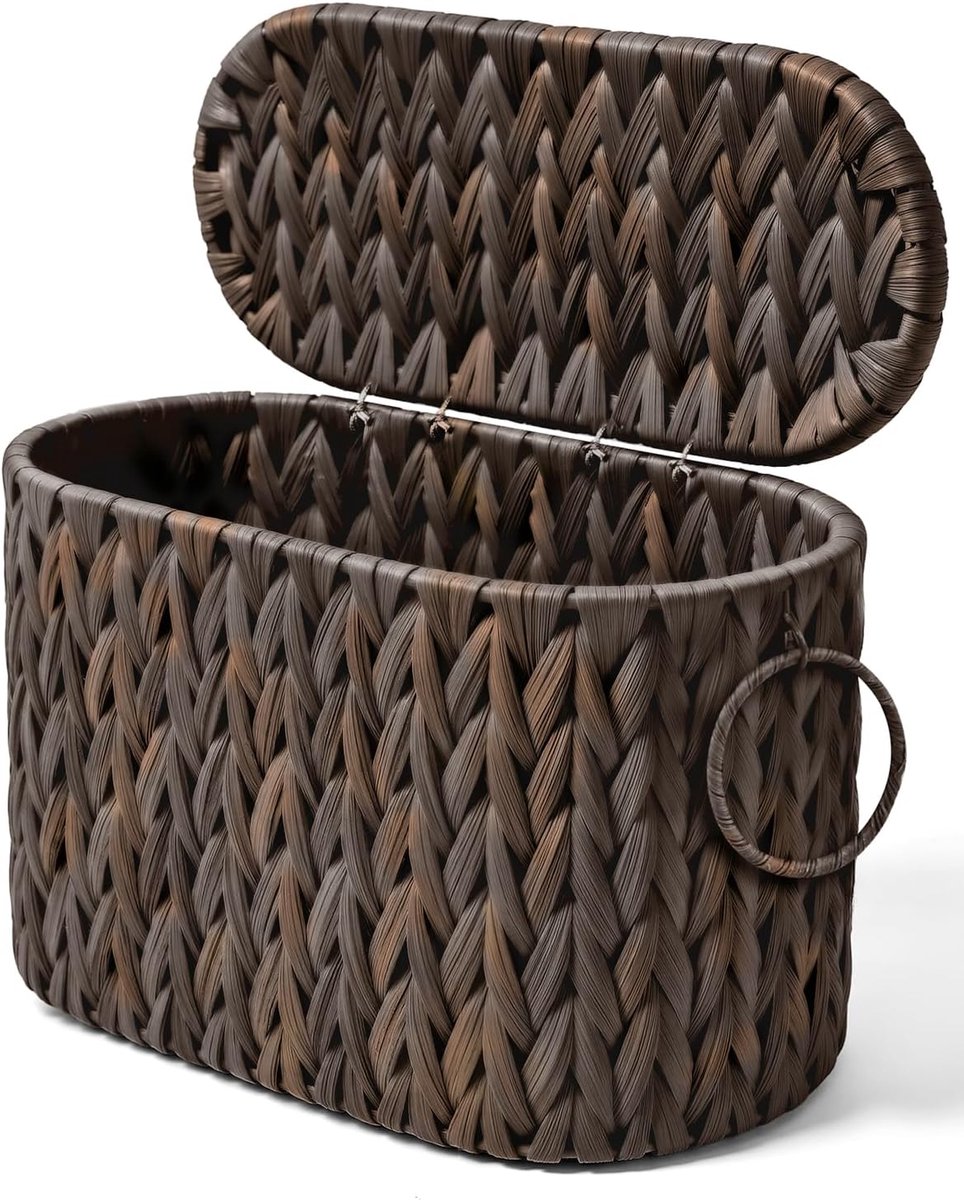 rotan mand voor toiletpapier met deksel, tijdschriftenhouder