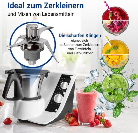 Alternatief Mes compatibel met Thеrmomix TM 21 - Kookaccessoire mixmes reservemes, roestvrij staal, inclusief afdichtring, voor keukenmachine — afbeelding 2