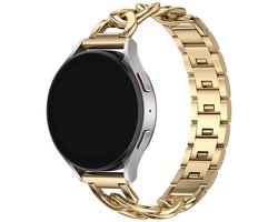 Chain bandje - Universeel 20 mm aansluiting - Geschikt voor o.a. Samsung Galaxy Watch 7/6/5/4/FE/Active 2, Garmin Vivoactive 6/5/4/3, Forerunner 245/165/55, Venu Sq 2, Amazfit GTS/Bip, Huawei Watch GT 2/GT 3 42 mm, Polar Ignite/Pacer - Goud