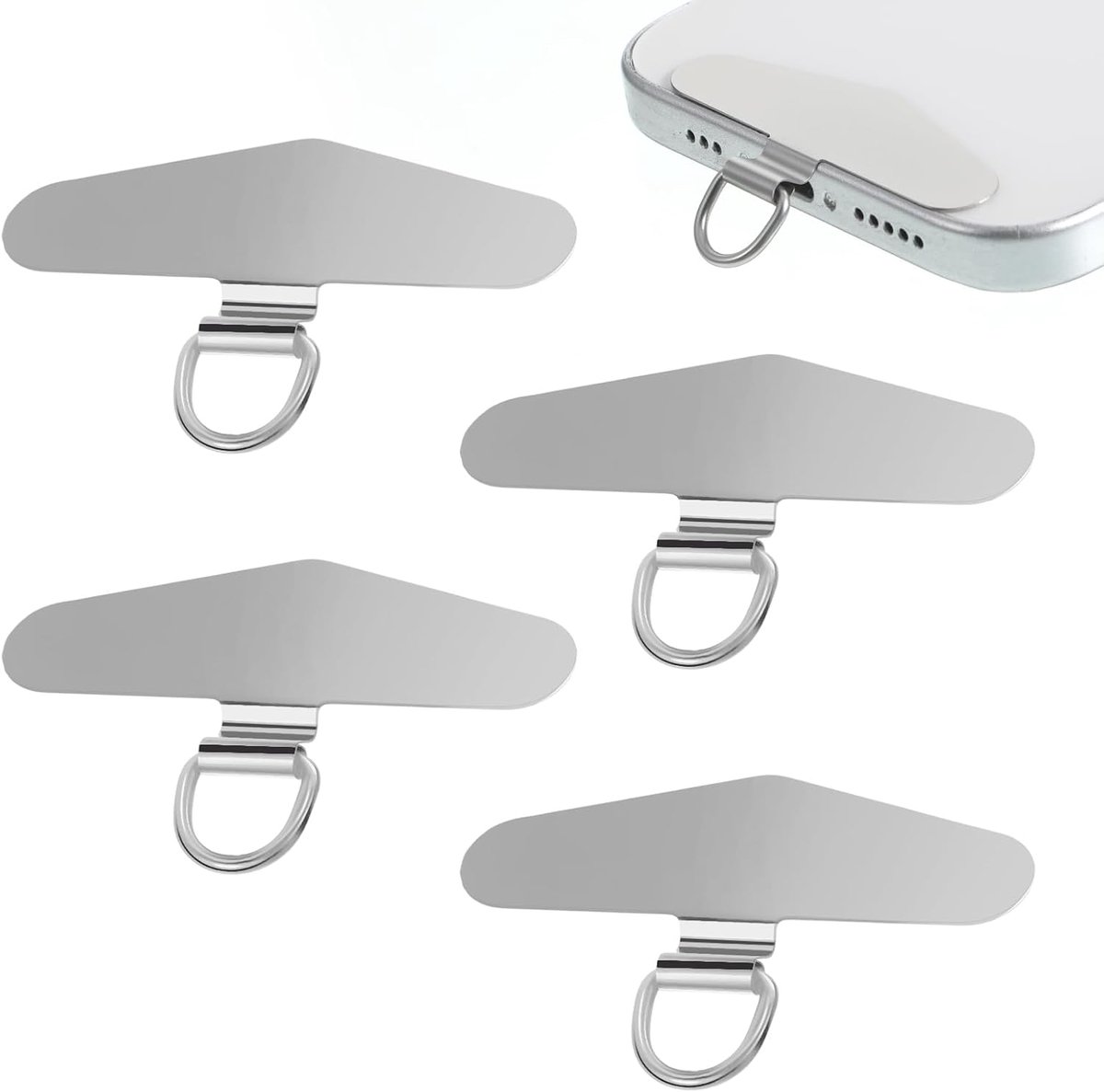 4 stuks roestvrijstalen telefoonketting, universele pads, mobiele