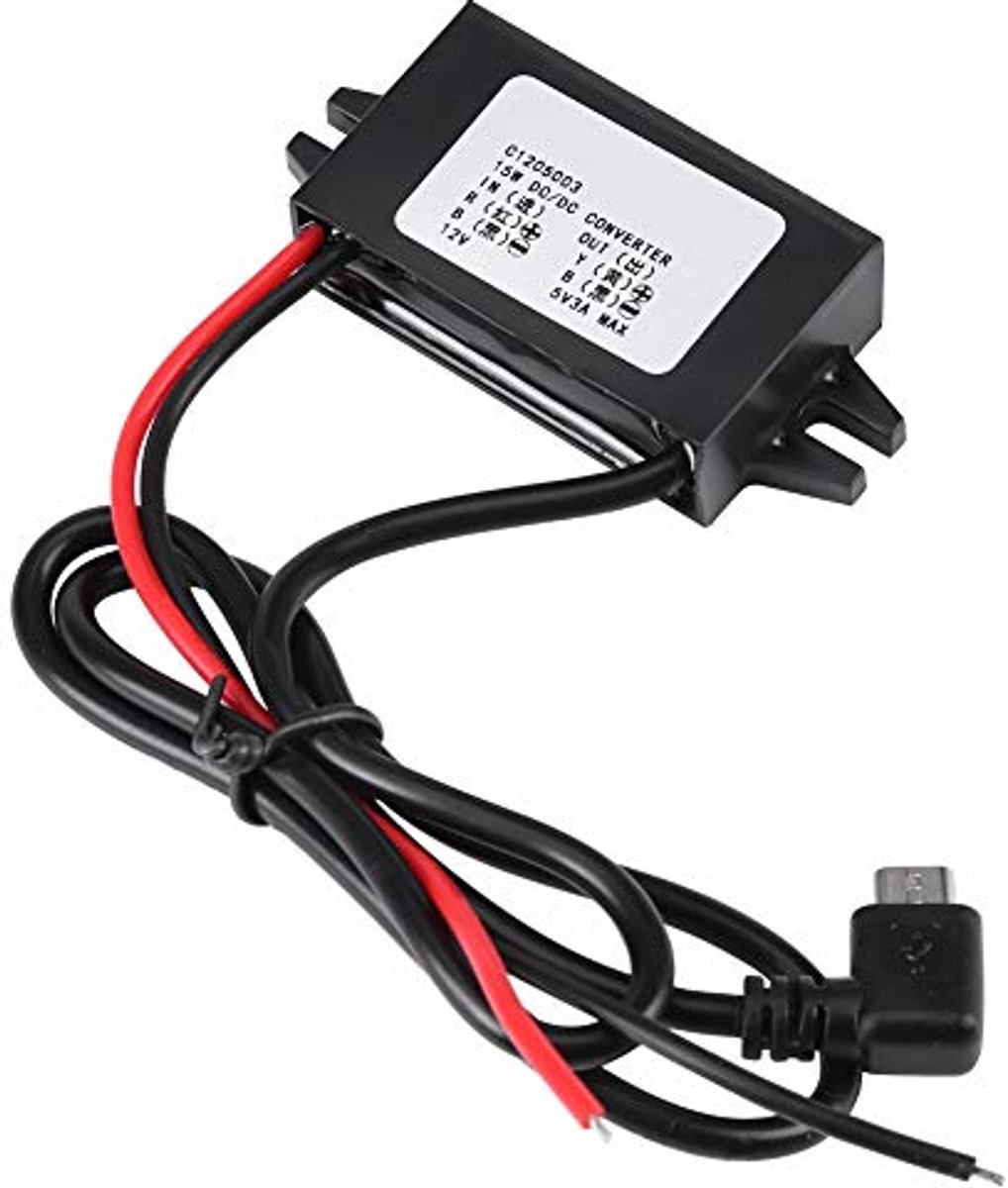12V Naar 5V Converter, DC 12V Naar 5V/3A Micro USB Auto LED Display Voeding Uitvinder Converter Verminderde Module Transformator Adapter