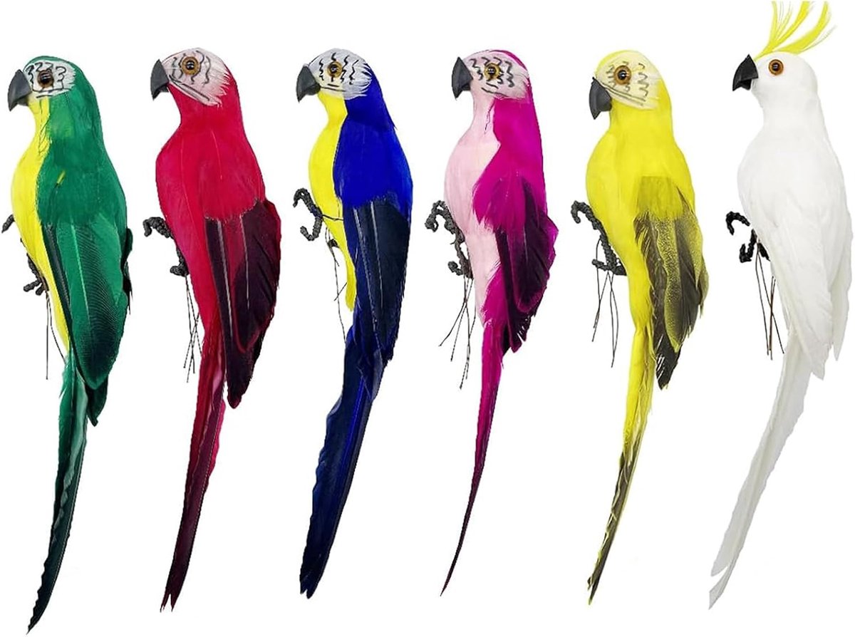 6 stuks Kunstvogels nep papegaai 10 inch Levensechte Gevederde Vogels