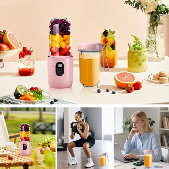 500 ml Draagbare Mixer, Mini-Mixmachine Met Led-Display, Krachtige Snoerloze Miniblender, Sapbeker Voor De Bereiding Van Melkschoppen, Vruchtensap, Smoothies — afbeelding 3