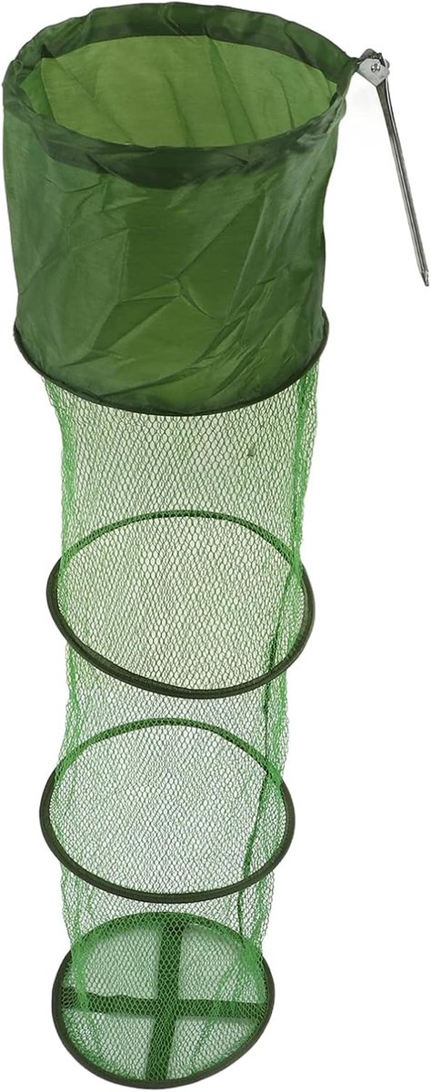 Visnet, Draagbare Visnetkooi Opvouwbaar Drijvend Nylon Visnet met 43/55 Inch Lengte, Houd Aas en Vis in Leven, Robuuste Vismand voor Dok, Kajak(S)