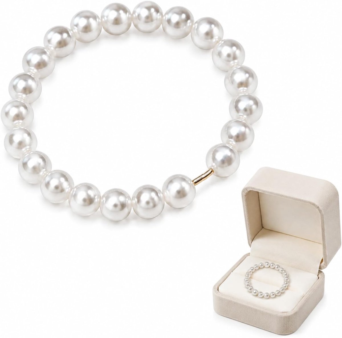 Parel Anti-Stress Ring voor Dames – Comfortabele Draaiende Kraal